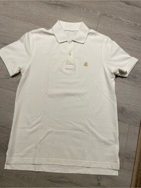 Brooks Brothers creamy White Polo with Gold Embroidered Bee.